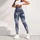Navy Ivory Floral And Geometric Patchwork For Relaxed Weekend Style And Travel Wear Leggings - 5