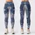 Navy Ivory Floral And Geometric Patchwork For Relaxed Weekend Style And Travel Wear Leggings - 1