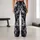 Monochrome Skull And Raven Motifs For Alternative Streetwear And Halloween Night Style Leggings - 10