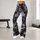 Monochrome Skull And Raven Motifs For Alternative Streetwear And Halloween Night Style Leggings - 11