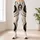 Ivory Black And Sand Abstract Line Art For Modern Casual And Office Style Leggings - 4
