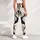 Ivory Black And Sand Abstract Line Art For Modern Casual And Office Style Leggings - 6