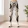 Ivory Black And Sand Abstract Line Art For Modern Casual And Office Style Leggings - 6