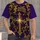 Purple Golden Cross Faith and Baroque Scrollwork for Worship and Christian Devotion All-over Print Unisex T-shirt - 4