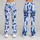 Navy Blue Floral Blooms for Coastal Getaways and Relaxed Summer Days Leggings - 9