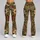 Olive And Rust Botanical Blooms For Casual Weekends And Everyday Women's Wardrobe Style Leggings - 9