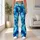 Ocean Blue Floral Tie-Dye Colors for Yoga, Travel, and Everyday Wellness Lifestyle Leggings - 10