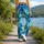Ocean Blue Floral Tie-Dye Colors for Yoga, Travel, and Everyday Wellness Lifestyle Leggings - 12