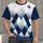 Navy Star and Diamond Argyle for Game Day Football Fans and Retro Sports Style All-over Print Unisex T-shirt - 4