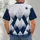 Navy Star and Diamond Argyle for Game Day Football Fans and Retro Sports Style All-over Print Unisex T-shirt - 6