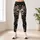 Ivory Skull And Blue Floral Motifs For Casual Gothic Style And Everyday Wear Leggings - 4