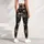 Ivory Skull And Blue Floral Motifs For Casual Gothic Style And Everyday Wear Leggings - 4