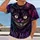 Grinning Purple Cat with Golden Eyes for Halloween Parties and Whimsical Events All-over Print Unisex T-shirt - 2