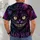 Grinning Purple Cat with Golden Eyes for Halloween Parties and Whimsical Events All-over Print Unisex T-shirt - 6