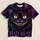 Grinning Purple Cat with Golden Eyes for Halloween Parties and Whimsical Events All-over Print Unisex T-shirt - 1