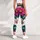 Pink Teal Daisy Blooms for Spring Summer Outings and Relaxed Weekend Casual Wear Leggings - 5