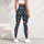 Navy Teal Folk Floral Motifs For Boho Travel, Yoga, And Everyday Casual Style Leggings - 5