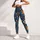 Navy Teal Folk Floral Motifs For Boho Travel, Yoga, And Everyday Casual Style Leggings - 4