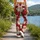 Whimsical Santa Faces and Falling Snow for Cozy Christmas Celebrations and Winter Days Leggings - 12