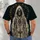 Hooded Skeleton and Antique Bronze Emblem for Gothic Nightlife and Dark Style All-over Print Unisex T-shirt - 6