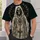 Hooded Skeleton and Antique Bronze Emblem for Gothic Nightlife and Dark Style All-over Print Unisex T-shirt - 5