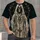 Hooded Skeleton and Antique Bronze Emblem for Gothic Nightlife and Dark Style All-over Print Unisex T-shirt - 4