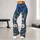 Indigo Denim Florals for Elegant Everyday Outings and Commutes Leggings - 10