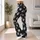 White Paw Motifs on Charcoal for Everyday Pet Lover Adventures and Spring Outings Leggings - 12