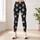 White Paw Motifs on Charcoal for Everyday Pet Lover Adventures and Spring Outings Leggings - 4