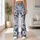 Blue and Ivory Vintage Botanical Florals for Relaxed Coastal Weekend Style for Women Leggings - 11