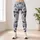 Blue and Ivory Vintage Botanical Florals for Relaxed Coastal Weekend Style for Women Leggings - 4