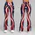American Stars And Stripes Red White Blue Patriotic Summer Celebration Style Leggings - 9