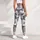 Silver Gray Wildflower Florals for Coastal Weekends and Everyday Relaxed Lifestyle Leggings - 6
