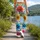 Multicolor Burst Blooms for Sunny Summer Outings and Relaxed Everyday Casual Wear Leggings - 12