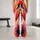 Vivid Red Orange Abstract Brushstrokes for Bold Summer Resort Style and Creative Everyday Wear Leggings - 10