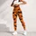Orange And Charcoal Bat Motifs With Golden Dots For Halloween Parties And Autumn Nights Leggings - 4