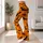 Orange And Charcoal Bat Motifs With Golden Dots For Halloween Parties And Autumn Nights Leggings - 11