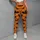 Orange And Charcoal Bat Motifs With Golden Dots For Halloween Parties And Autumn Nights Leggings - 5