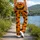 Orange And Charcoal Bat Motifs With Golden Dots For Halloween Parties And Autumn Nights Leggings - 12
