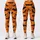 Orange And Charcoal Bat Motifs With Golden Dots For Halloween Parties And Autumn Nights Leggings - 1