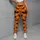 Orange And Charcoal Bat Motifs With Golden Dots For Halloween Parties And Autumn Nights Leggings - 4