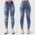 Washed Blue Denim Texture For Casual Weekend Outfits And Everyday Women's Street Style Leggings - 1