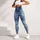 Washed Blue Denim Texture For Casual Weekend Outfits And Everyday Women's Street Style Leggings - 5
