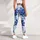 Cobalt Blue Roses on Midnight Black for Elegant Everyday Style and Garden Gatherings Leggings - 6