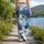 Cobalt Blue Roses on Midnight Black for Elegant Everyday Style and Garden Gatherings Leggings - 12