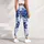 Cobalt Blue Roses on Midnight Black for Elegant Everyday Style and Garden Gatherings Leggings - 4