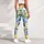 Blue Yellow Botanical Flowers for Coastal Getaways and Sunny Beach Days Leggings - 5