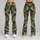 Olive Woodland Camo Motif for Trail Training and Outdoor Fitness, Active Women Athletes Leggings - 9