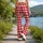 Red And White Gingham Checks For Yoga Pilates And Everyday Casual Style Leggings - 12