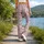 Dusty Pink Bows and Lavender Stripes for Balletcore Fitness and Studio Style Leggings - 12